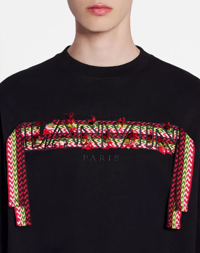 Men Lanvin Tshirts and Polos Curb Lace Lanvin Oversized Tshirt Black