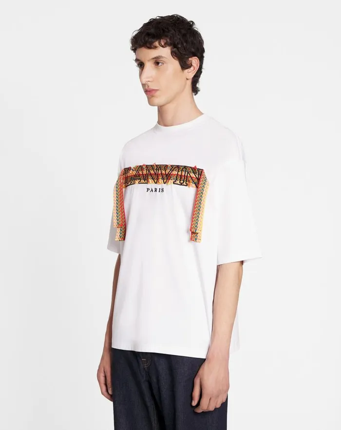 Men Lanvin Tshirts and Polos Curb Lace Lanvin Oversized Tshirt Optical White