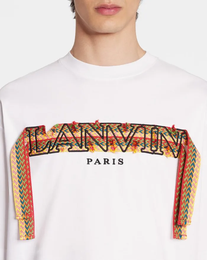 Men Lanvin Tshirts and Polos Curb Lace Lanvin Oversized Tshirt Optical White