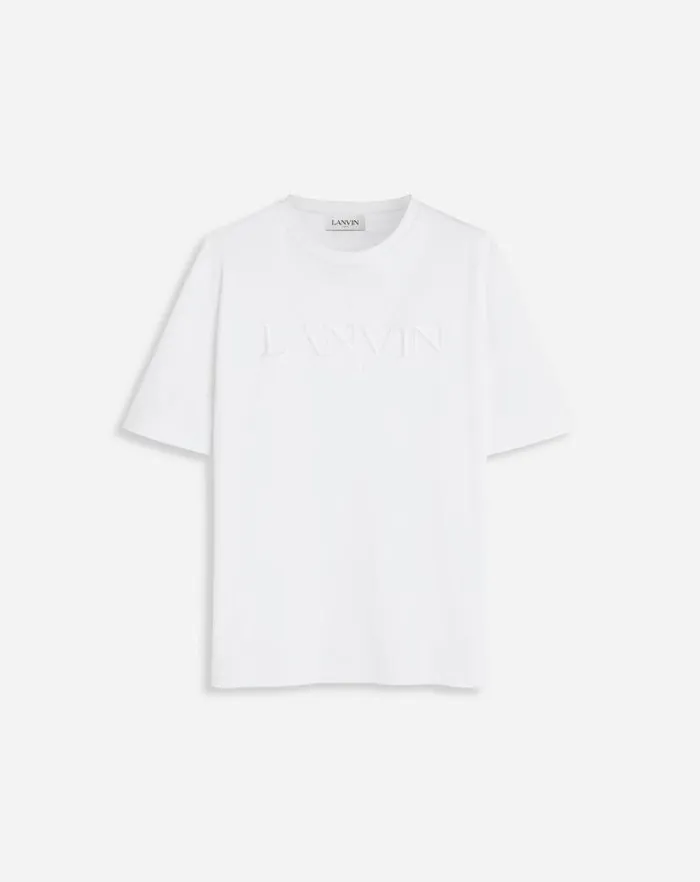 Men Lanvin Tshirts and Polos Lanvin Embroidered Tshirt Optical White