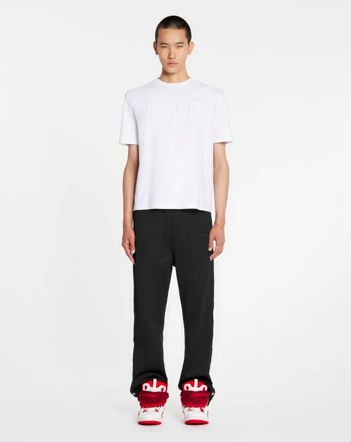 Men Lanvin Tshirts and Polos Lanvin Embroidered Tshirt Optical White