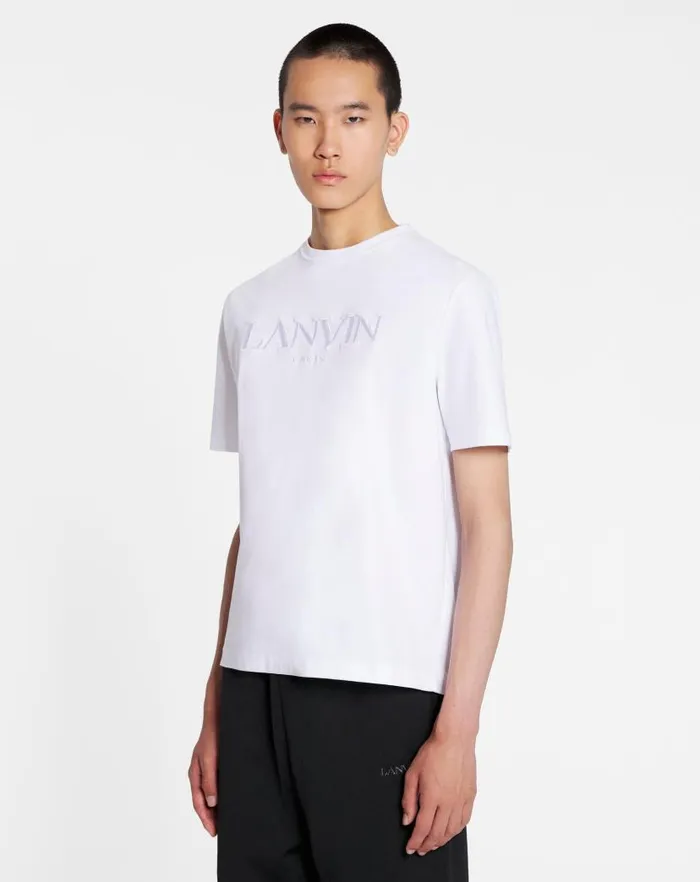 Men Lanvin Tshirts and Polos Lanvin Embroidered Tshirt Optical White