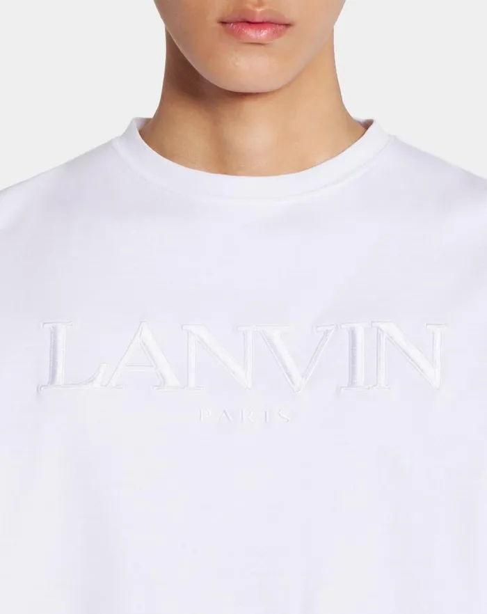 Men Lanvin Tshirts and Polos Lanvin Embroidered Tshirt Optical White