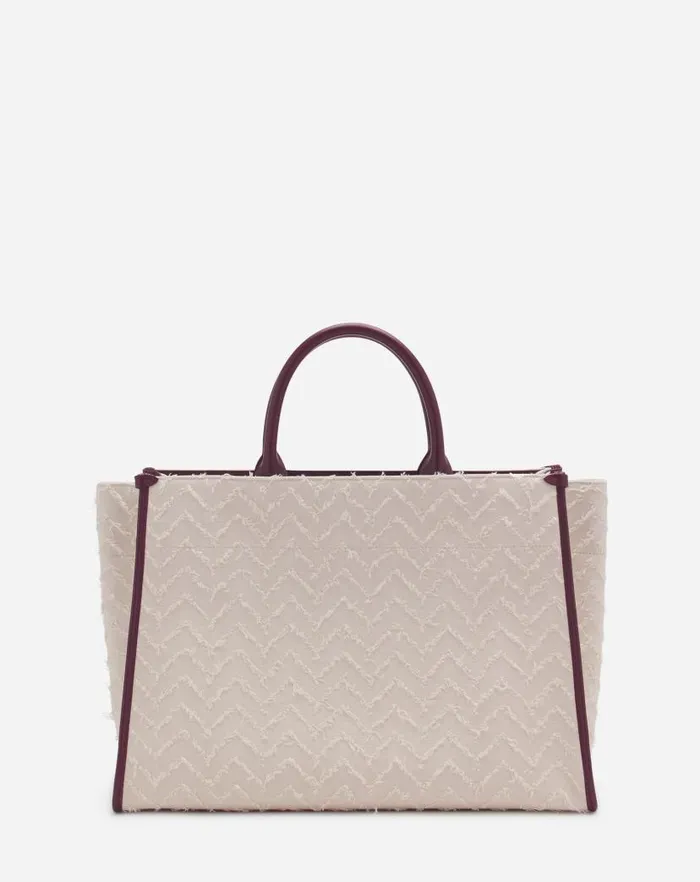Men Lanvin Tote Bags Herringbone Motif Inandout Mm Tote Bag Dark Beigeburgundy