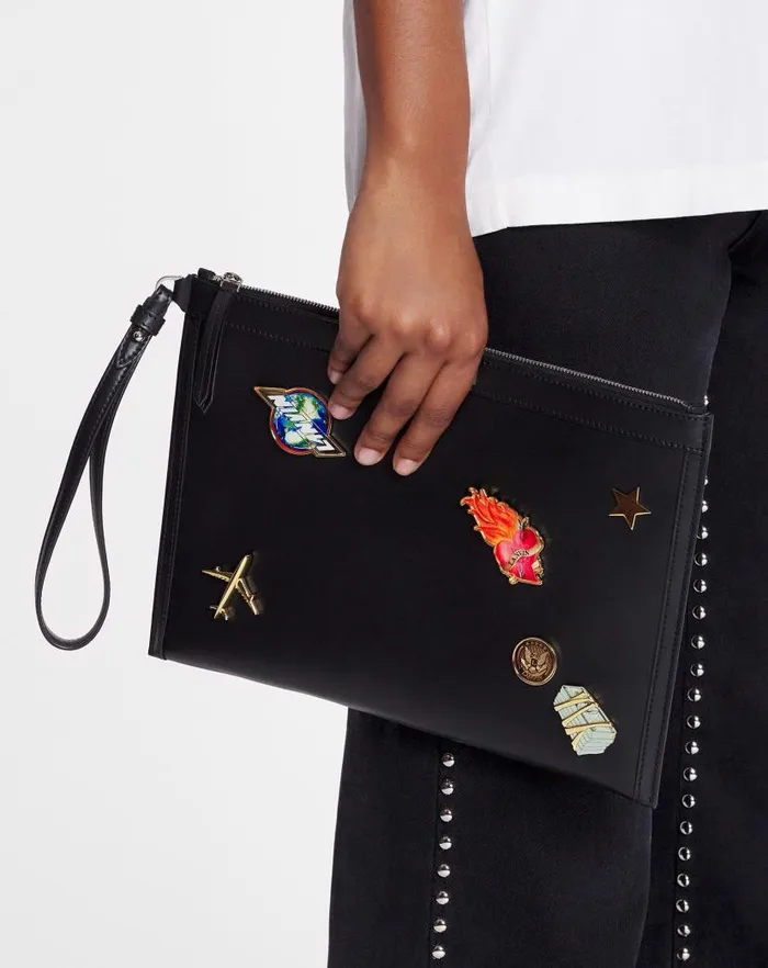 Men Lanvin Wallets and Small Leather Goods Lanvin X Future Leather Clutch With Pins Blackmulticolour