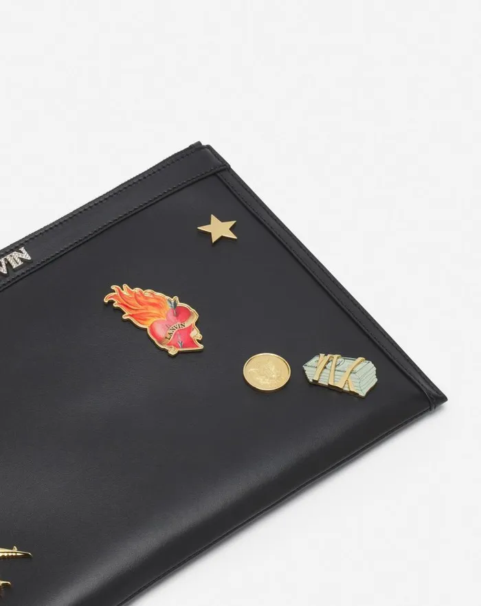 Men Lanvin Wallets and Small Leather Goods Lanvin X Future Leather Clutch With Pins Blackmulticolour