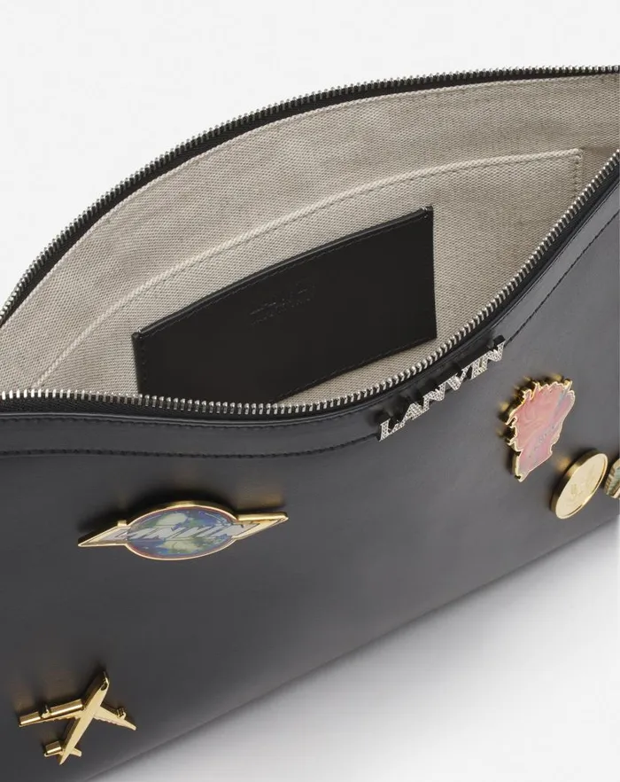 Men Lanvin Wallets and Small Leather Goods Lanvin X Future Leather Clutch With Pins Blackmulticolour