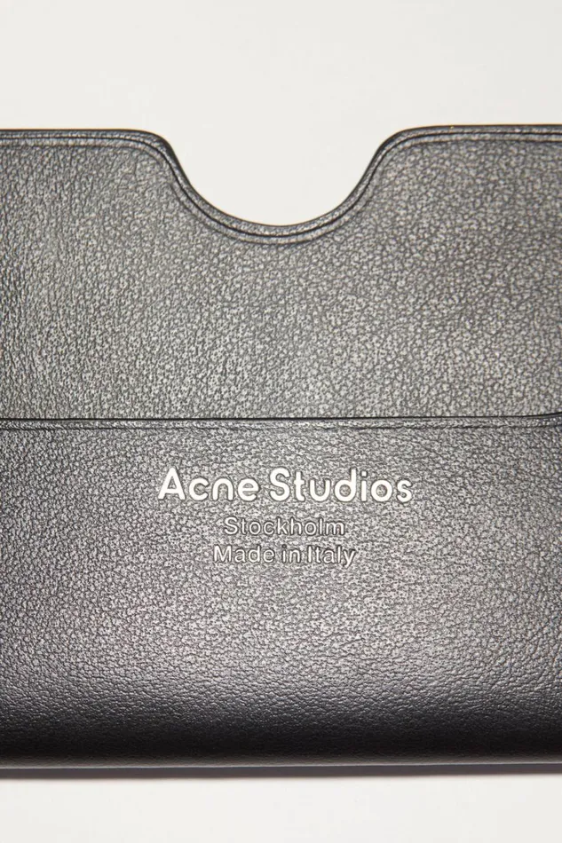 Men Leather Card Case Black Acne Studios Small Leather Goods