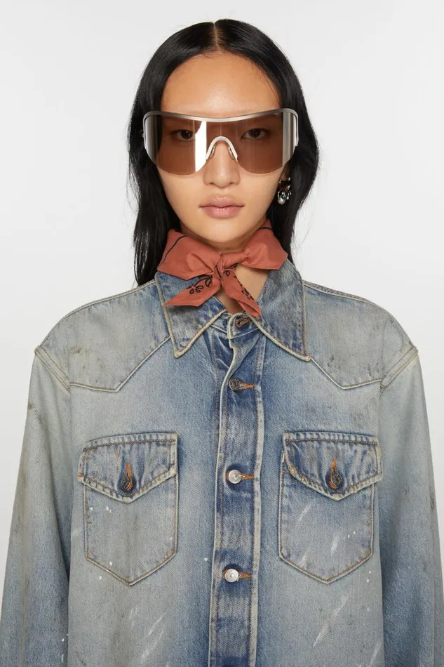Men Light Print Scarf Rust Redblack Acne Studios Scarves