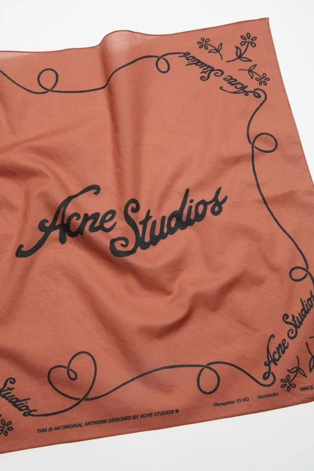 Men Light Print Scarf Rust Redblack Acne Studios Scarves
