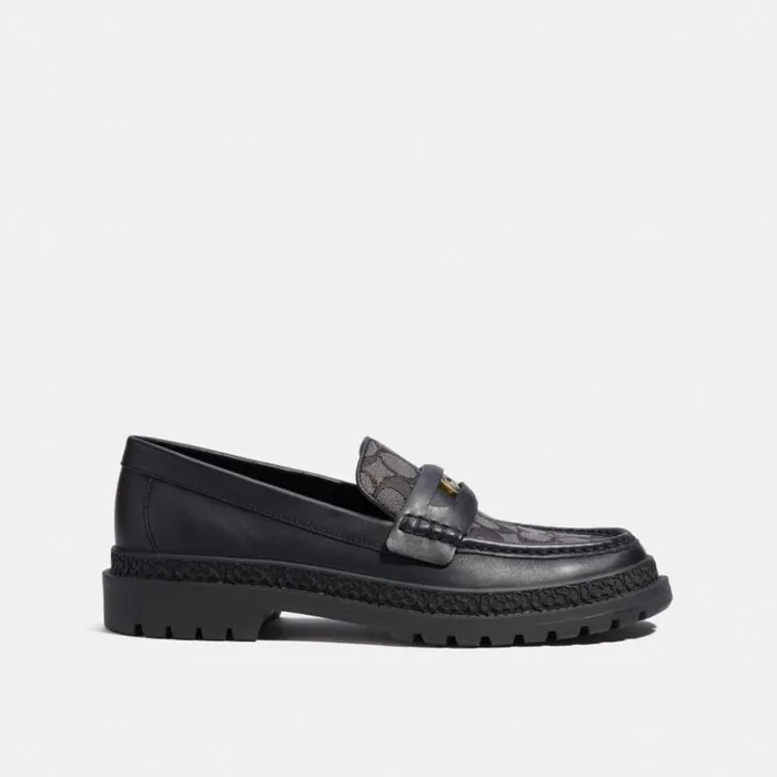 Men Loafer With Signature Jacquard And Signature Coin Black Coach Loafers and Drivers Men Loafer With Signature Jacquard And Signature Coin Black Coach Loafers and Drivers