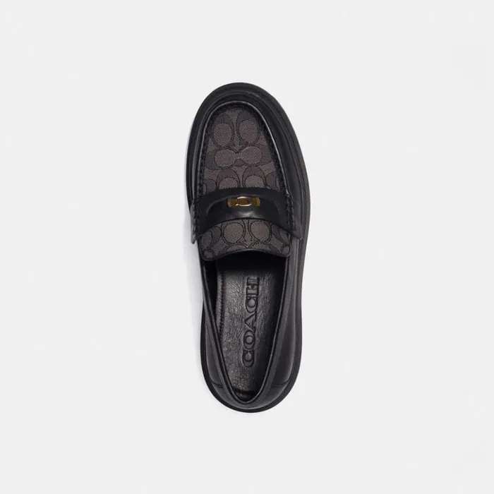 Men Loafer With Signature Jacquard And Signature Coin Black Coach Loafers and Drivers Men Loafer With Signature Jacquard And Signature Coin Black Coach Loafers and Drivers