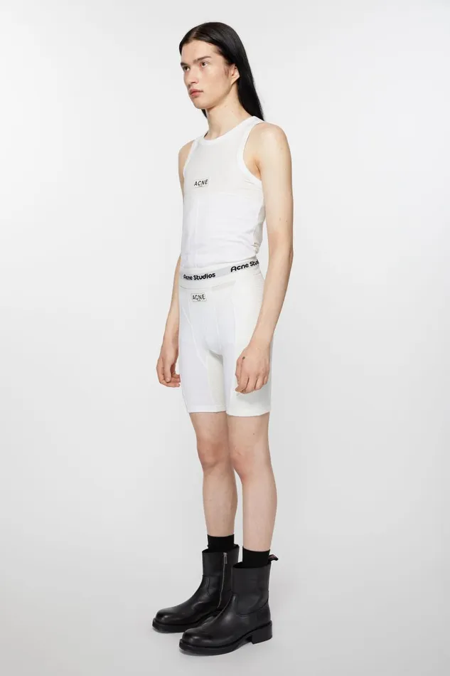 Men Logo Boxer Shorts Optic White Acne Studios Shorts