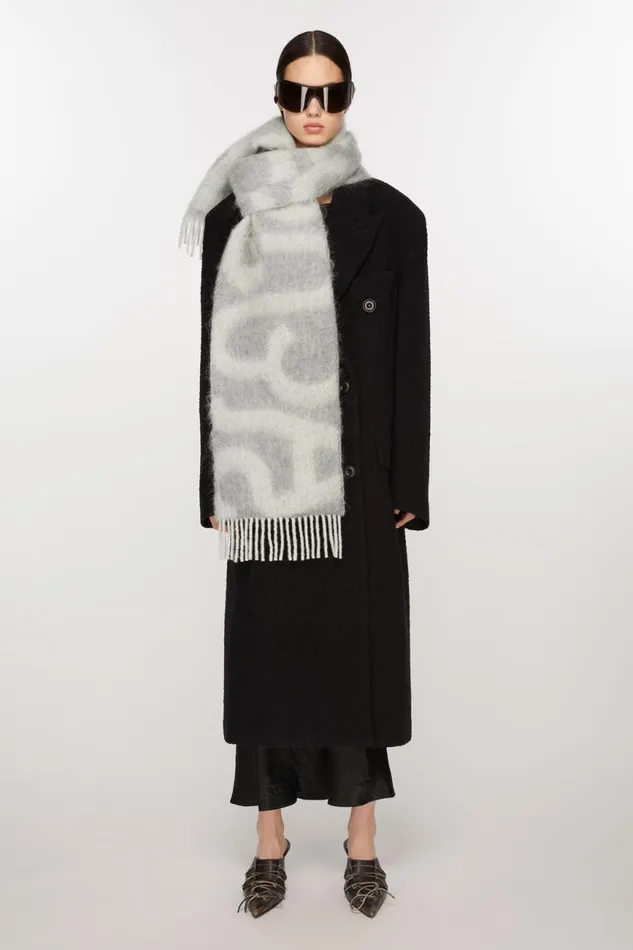 Men Logo Scarf Light Grey Acne Studios Scarves