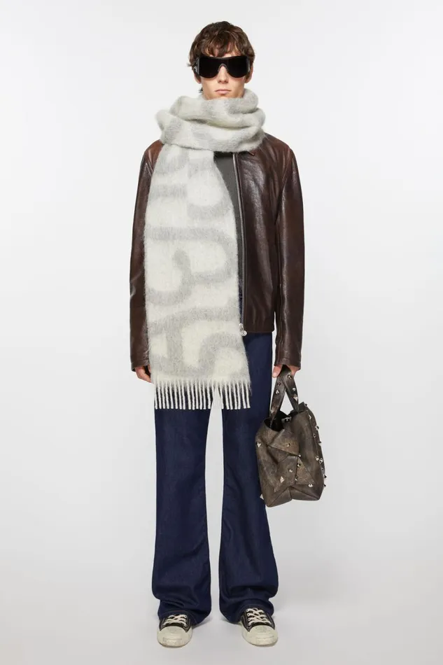 Men Logo Scarf Light Grey Acne Studios Scarves