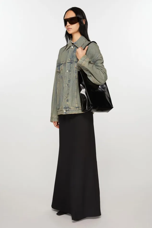 Men Logo Shoulder Tote Bag Black Acne Studios Bags