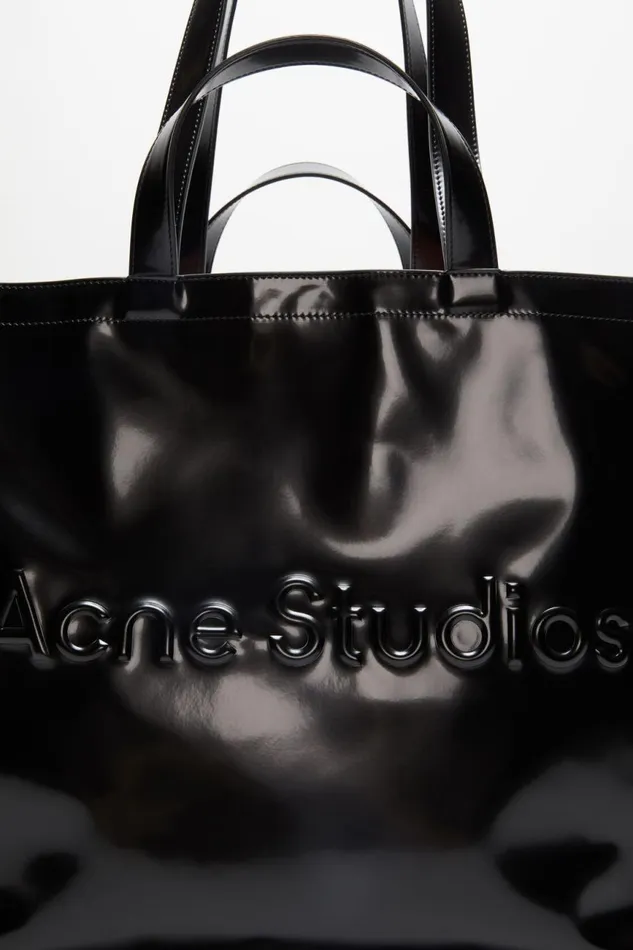 Men Logo Shoulder Tote Bag Black Acne Studios Bags