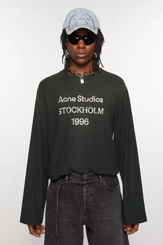 Men Logo Tshirt 8211 Relaxed Fit Faded Black Acne Studios Tshirts