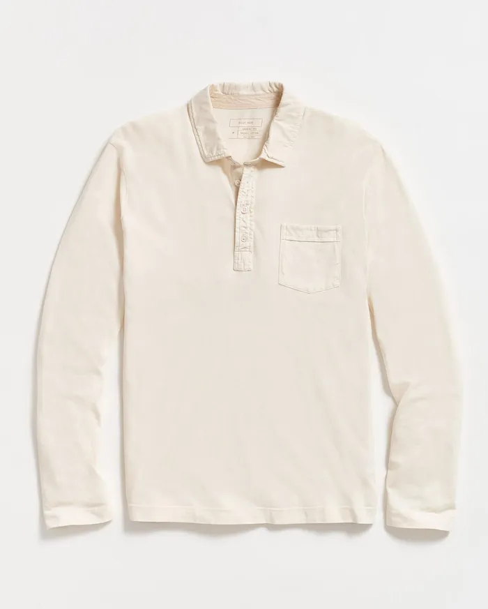 Men Long Sleeve Pensacola Polo Tinted White Billy Reid Polos Tees and Henleys