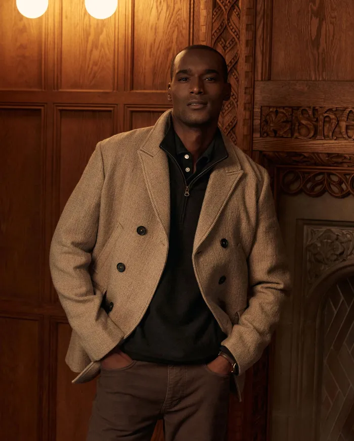 Men Luxury Bond Peacoat Charcoaltan Billy Reid Jackets and Outerwear