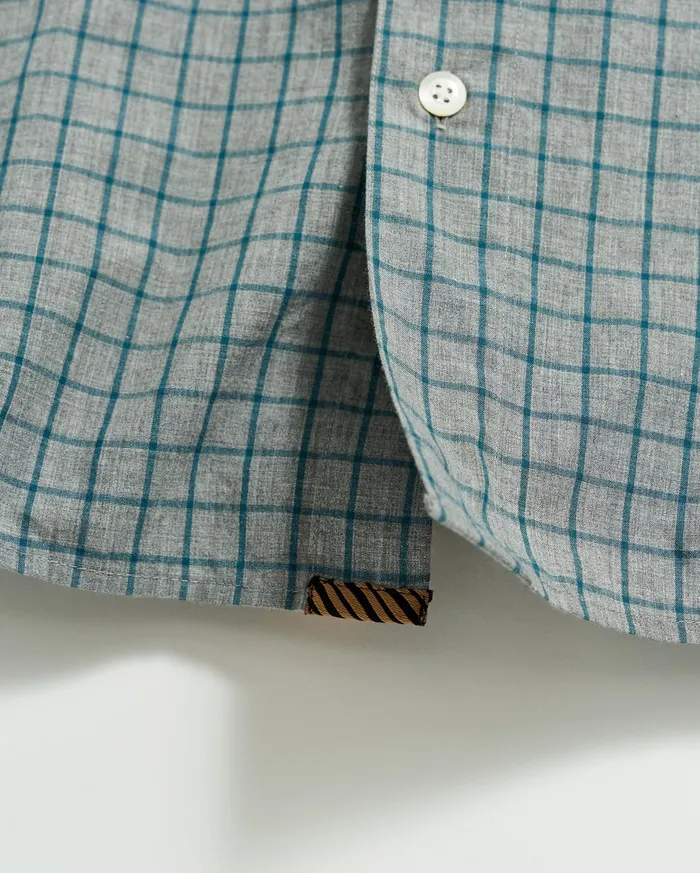 Men Melange Windowpane Tuscumbia Shirt Hidden Bd Greyteal Billy Reid Shirting