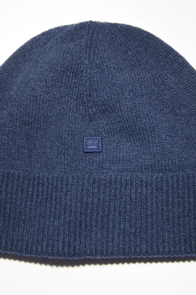 Men Micro Face Patch Beanie Ink Blue Acne Studios Hats