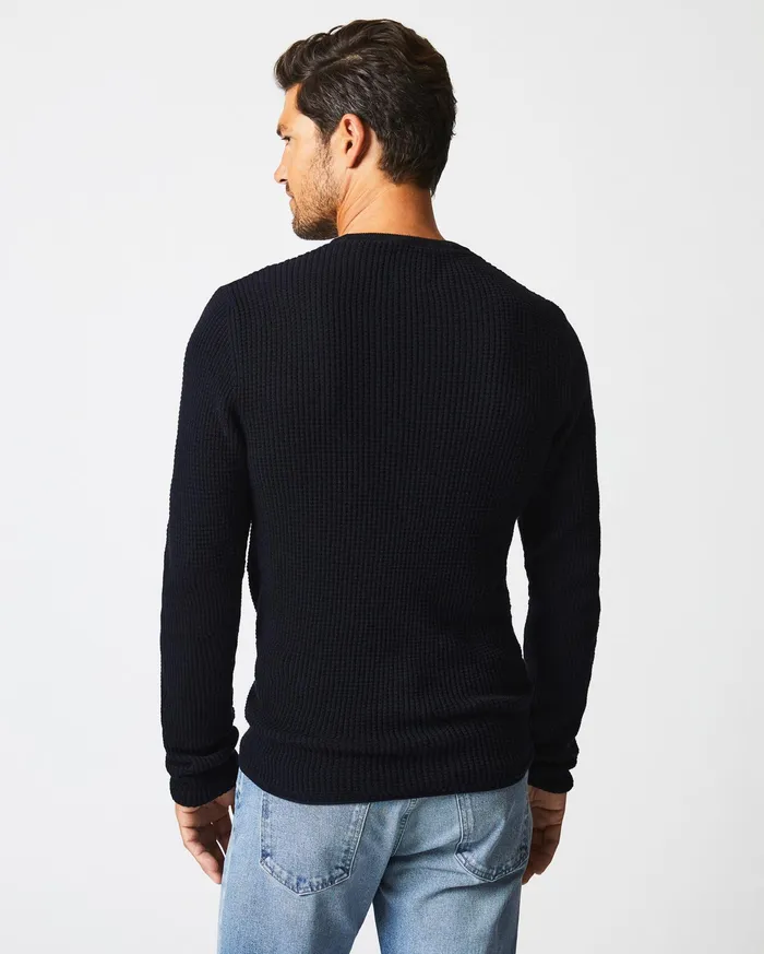Men Mini Waffle Crew Midnight Billy Reid Sweaters and Sweatshirts