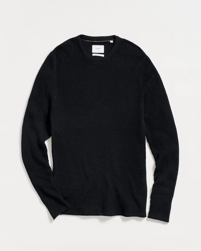 Men Mini Waffle Crew Midnight Billy Reid Sweaters and Sweatshirts