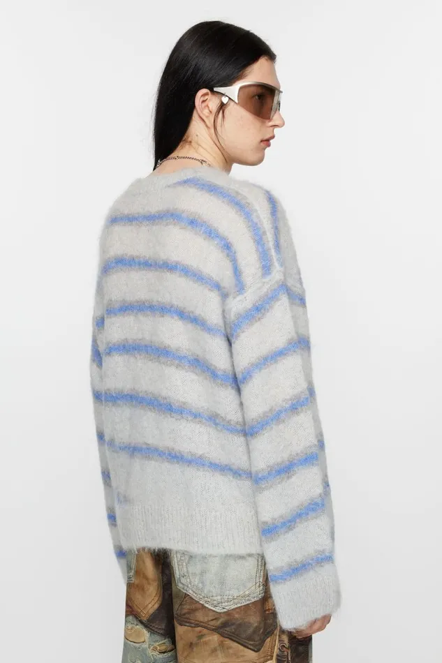 Men Mohair Blend Jumper Light Greysweet Blue Acne Studios Knitwear
