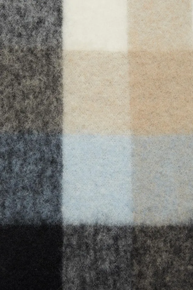Men Mohair Checked Scarf Bluebeigeblack Acne Studios Scarves