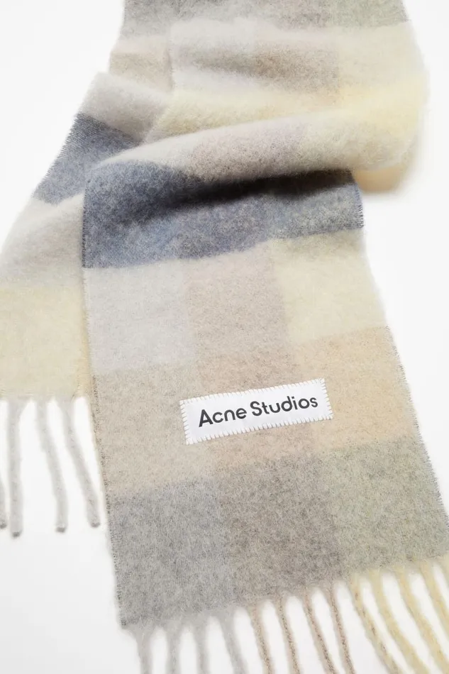 Men Mohair Checked Scarf Vanillabeigelavender Acne Studios Scarves