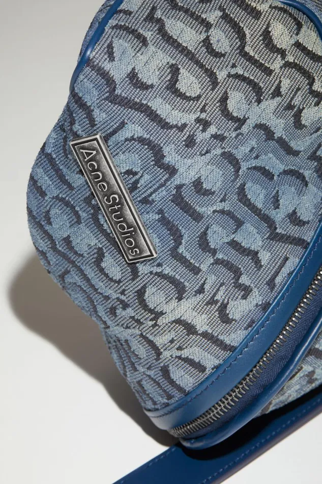 Men Monogram Mini Pouch Denim Blue Acne Studios Bags