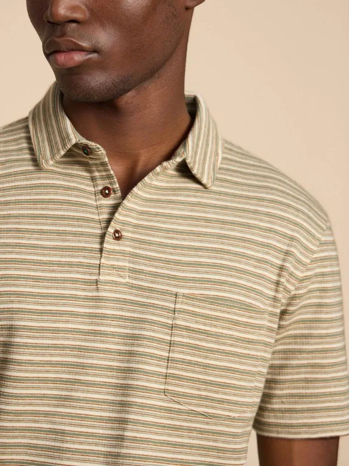Men POLO SHIRTS White Stuff Grange Stripe Polo Green Multi Men POLO SHIRTS White Stuff Grange Stripe Polo Green Multi