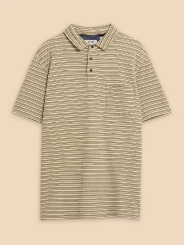 Men POLO SHIRTS White Stuff Grange Stripe Polo Green Multi Men POLO SHIRTS White Stuff Grange Stripe Polo Green Multi