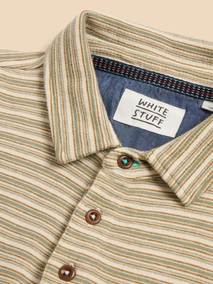 Men POLO SHIRTS White Stuff Grange Stripe Polo Green Multi Men POLO SHIRTS White Stuff Grange Stripe Polo Green Multi