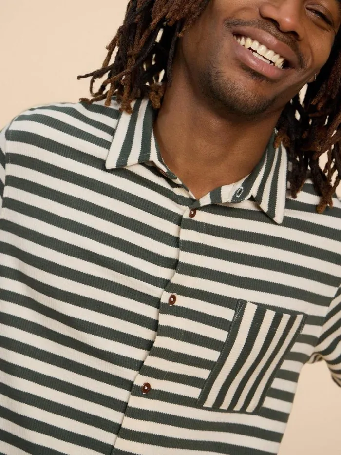 Men POLO SHIRTS White Stuff Striped Jersey Shirt Green Multi Men POLO SHIRTS White Stuff Striped Jersey Shirt Green Multi