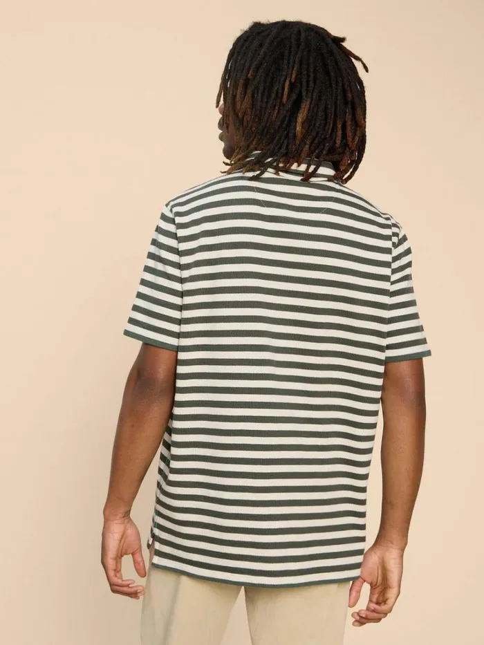 Men POLO SHIRTS White Stuff Striped Jersey Shirt Green Multi Men POLO SHIRTS White Stuff Striped Jersey Shirt Green Multi