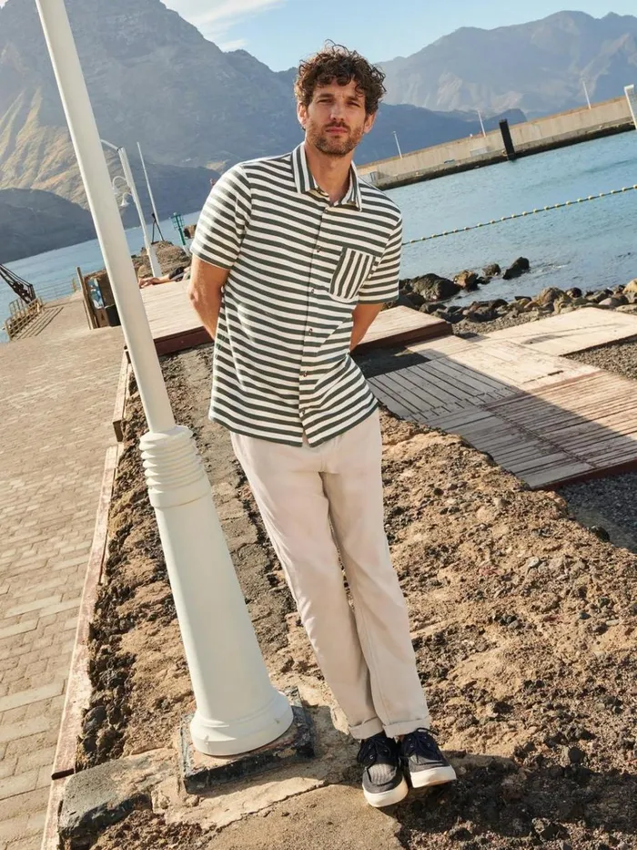 Men POLO SHIRTS White Stuff Striped Jersey Shirt Green Multi Men POLO SHIRTS White Stuff Striped Jersey Shirt Green Multi