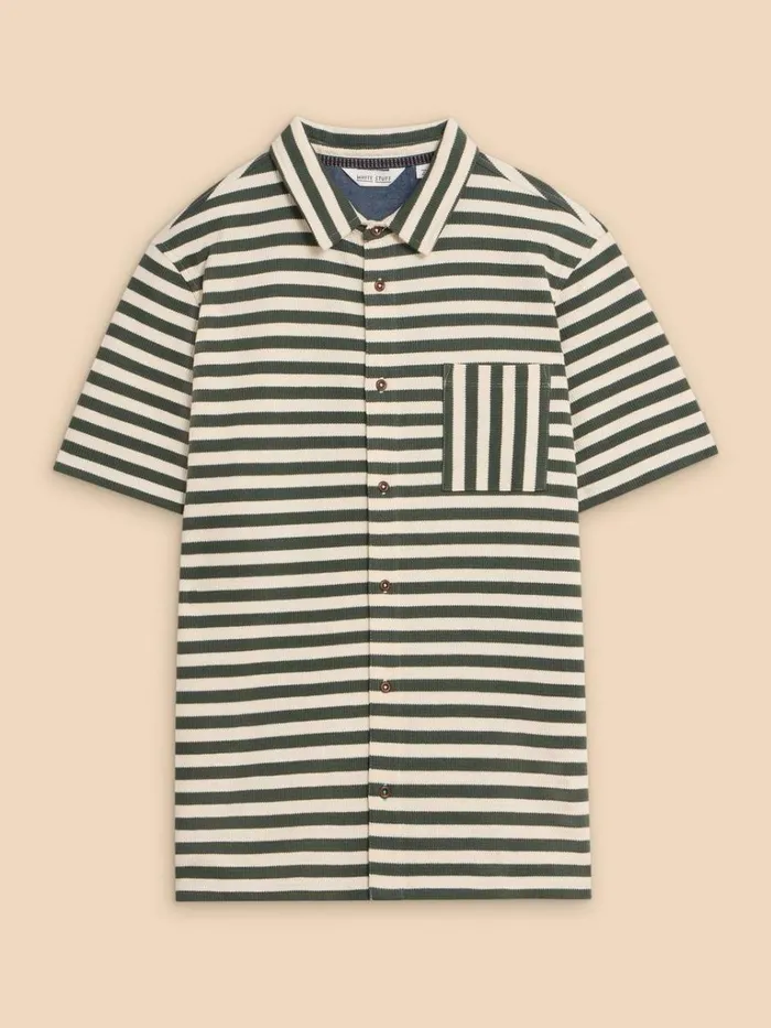 Men POLO SHIRTS White Stuff Striped Jersey Shirt Green Multi Men POLO SHIRTS White Stuff Striped Jersey Shirt Green Multi