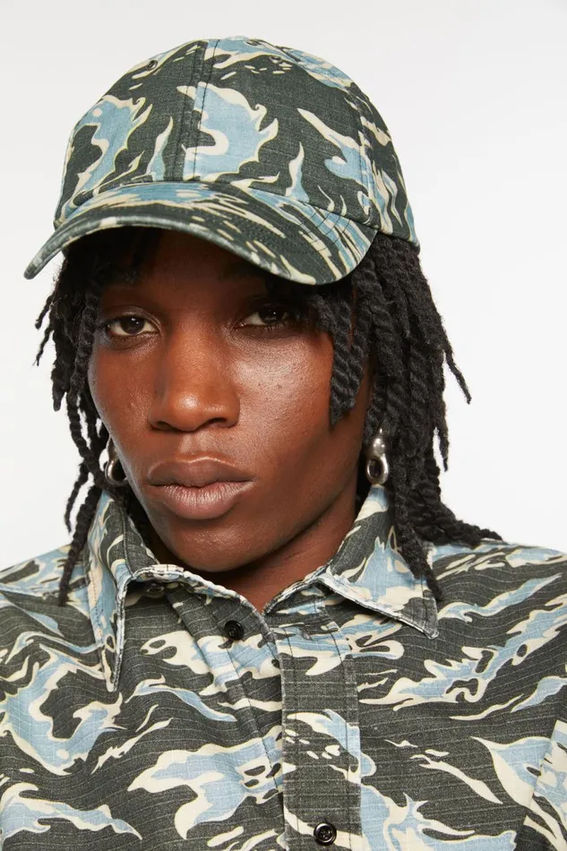 Men Printed Cap Blackblue Acne Studios Hats