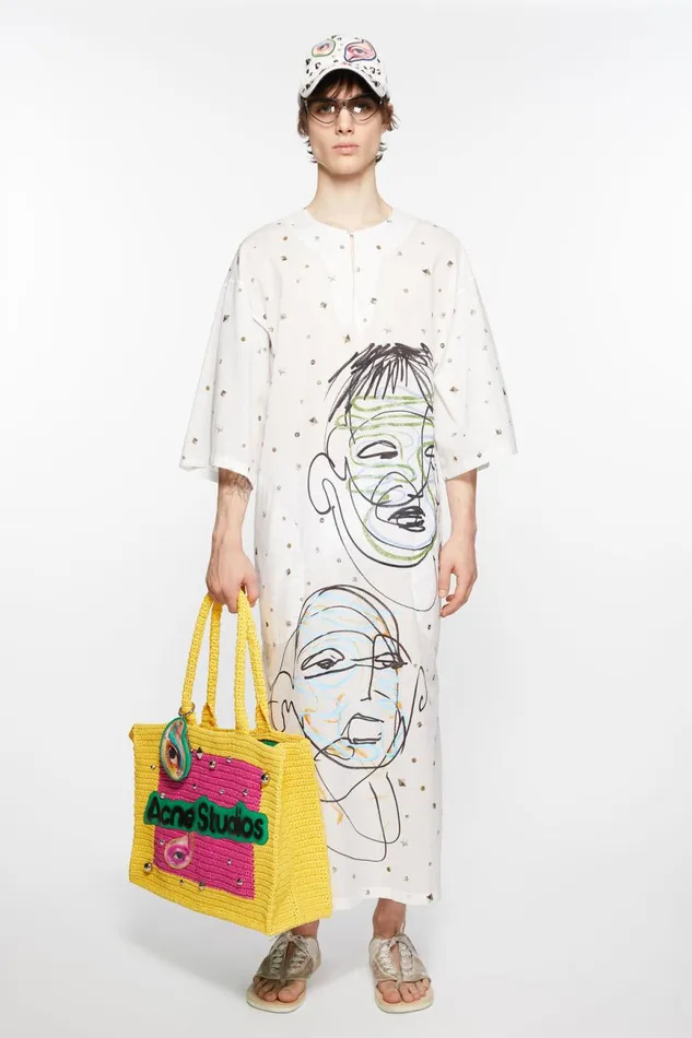 Men Printed Dress Optic White Acne Studios Tshirts