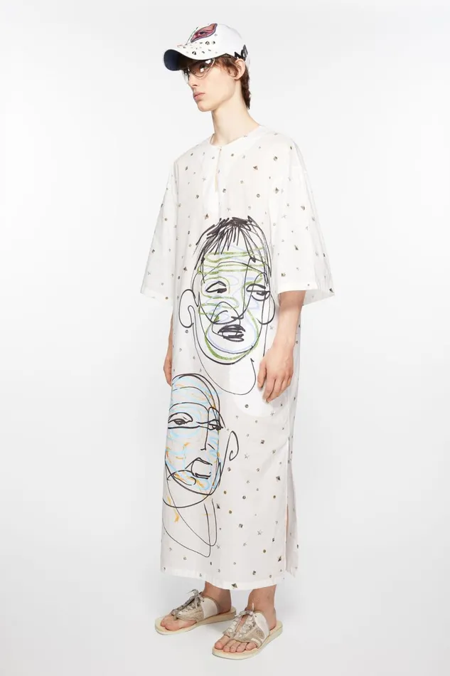Men Printed Dress Optic White Acne Studios Tshirts