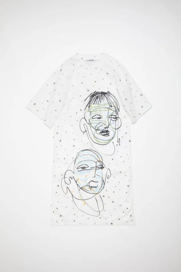 Men Printed Dress Optic White Acne Studios Tshirts