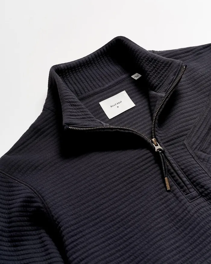 Men Quilted Half Zip Dark Navy Billy Reid Sweaters and Sweatshirts