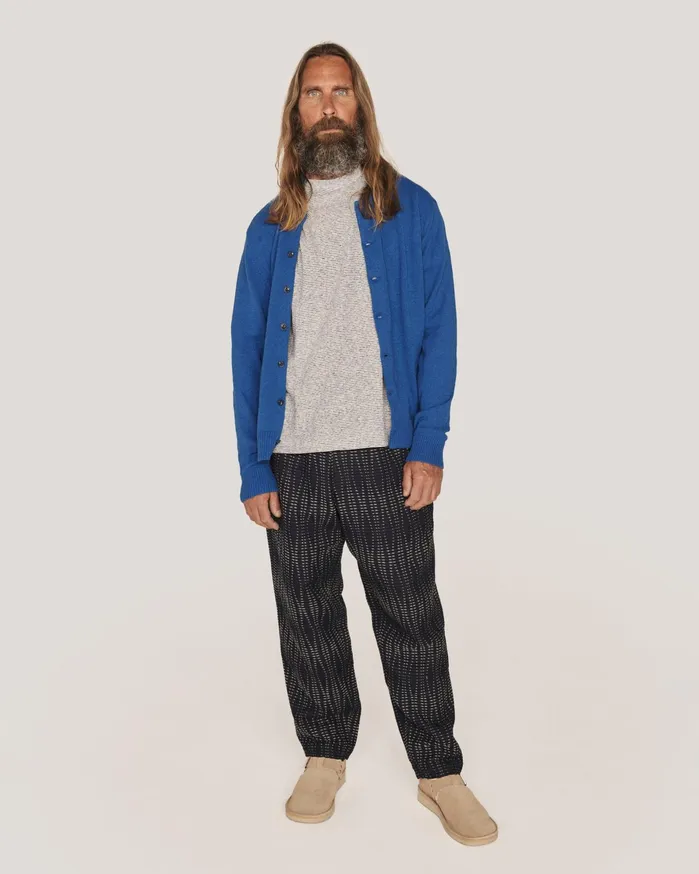 Men Rat Pack Cardigan Blue YMC Knitwear