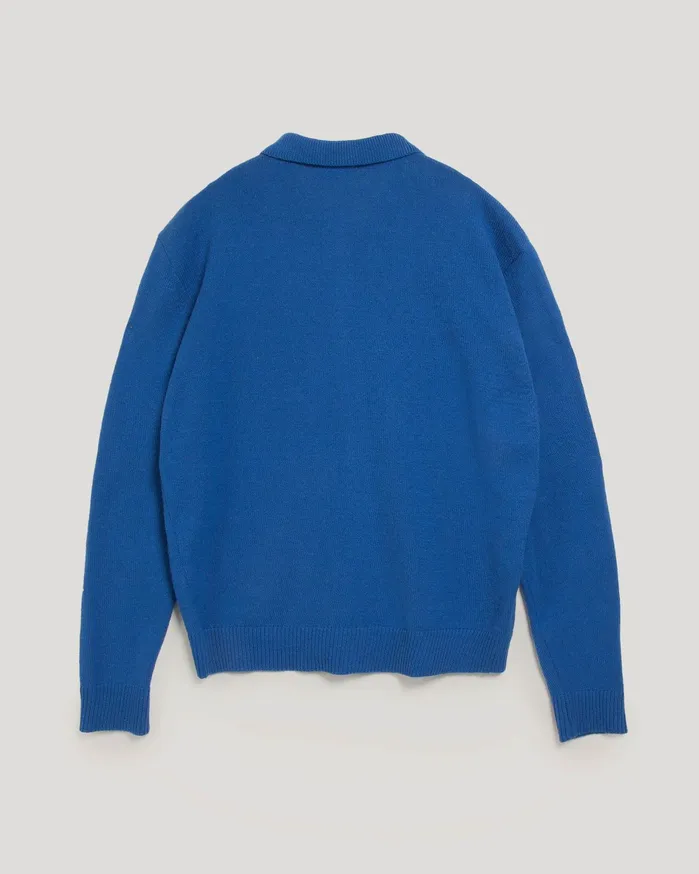 Men Rat Pack Cardigan Blue YMC Knitwear