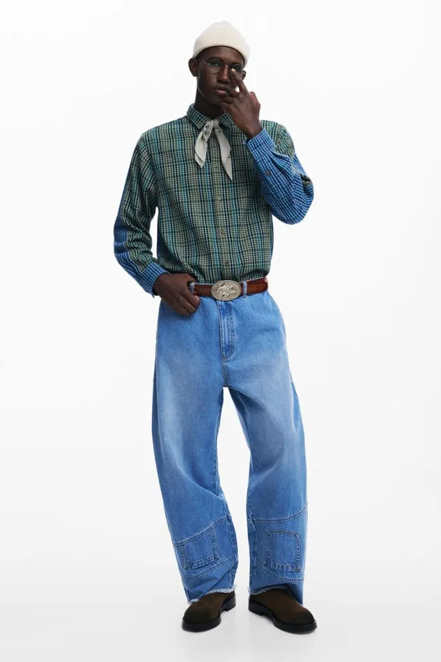 Men Shirts Desigual Combined Checkered Shirt