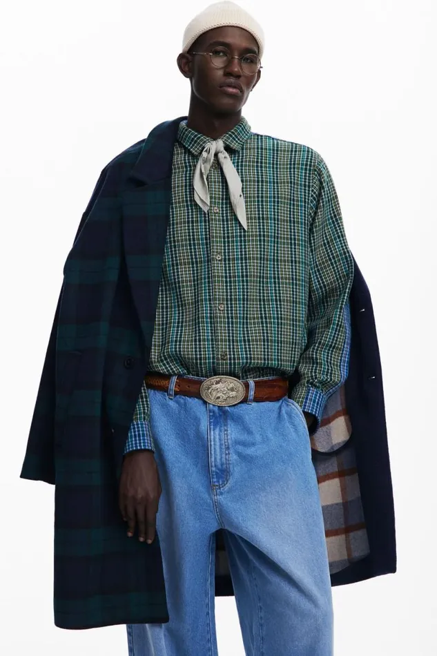 Men Shirts Desigual Combined Checkered Shirt