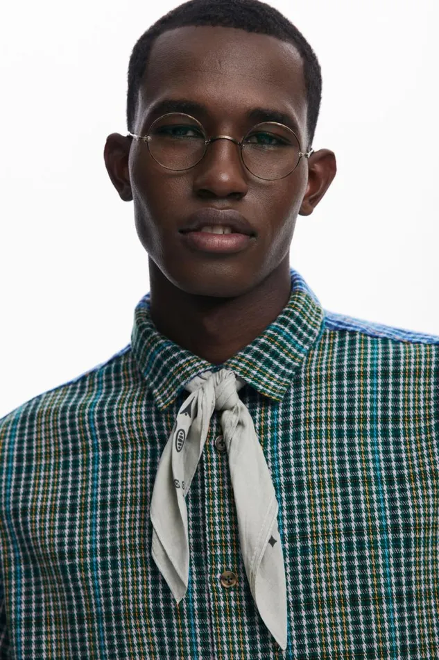 Men Shirts Desigual Combined Checkered Shirt