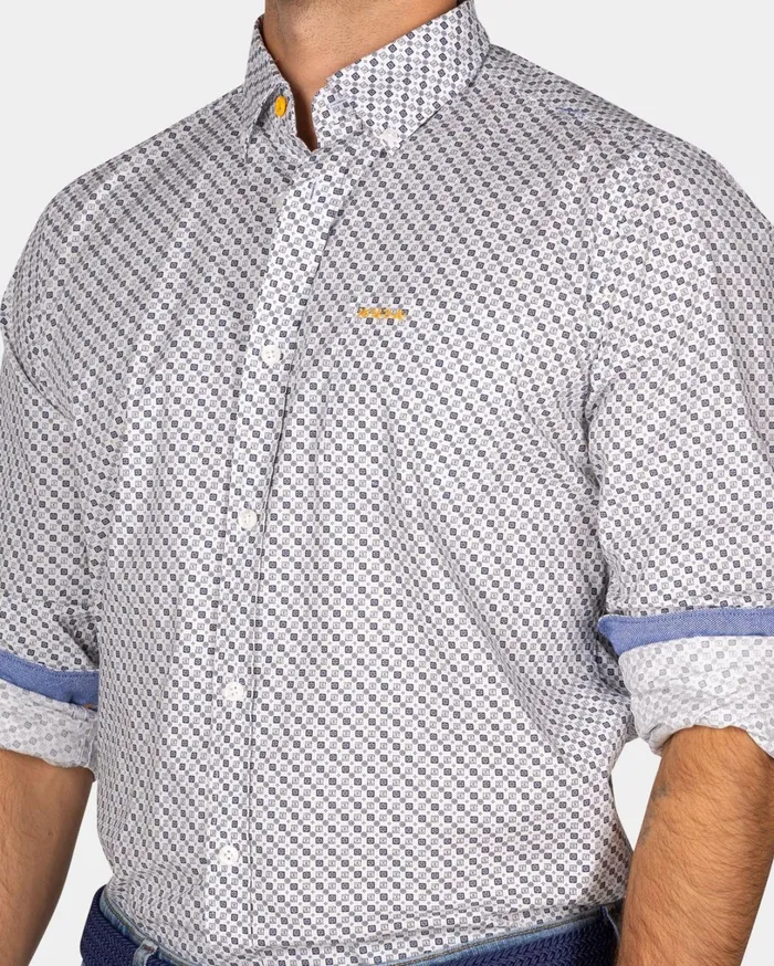 Men Shirts NZA New Zealand Auckland Beige Shirt With Small Blue Dots 8211 Ecru Men Shirts NZA New Zealand Auckland Beige Shirt With Small Blue Dots 8211 Ecru